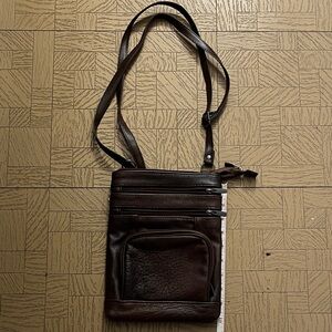Brown Leather Crossbody Messenger Bag with Front Pocket
